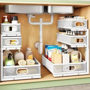 Kitstorack Under Sink Organizer, 2-Pack 3-Tier Height Adjustable Thickened Metal Pull out Cabinet Organizer Shelf, Slide out Storage Drawer Rack for Bathroom Kitchen Pantry Home Laundry Organization Kitstorack Under Sink Organizer, 2-Pack 3-Tier Height Adjustable Thickened Metal Pull out Cabinet Organizer Shelf, Slide out Storage Drawer Rack for Bathroom Kitchen Pantry Home Laundry Organization