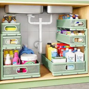 Kitstorack Under Sink Organizer, 2-Pack 3-Tier Height Adjustable Thickened Metal Pull out Cabinet Organizer Shelf, Slide out Storage Drawer Rack for Bathroom Kitchen Pantry Home Organization, Green Kitstorack Under Sink Organizer, 2-Pack 3-Tier Height Adjustable Thickened Metal Pull out Cabinet Organizer Shelf, Slide out Storage Drawer Rack for Bathroom Kitchen Pantry Home Organization, Green