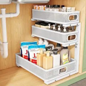 Kitstorack Under Sink Organizer, 1-Pack 3-Tier Height Adjustable Thickened Metal Pull out Cabinet Organizer Shelf, Slide out Storage Drawer Rack for Bathroom Kitchen Pantry Home Laundry Organization Kitstorack Under Sink Organizer, 1-Pack 3-Tier Height Adjustable Thickened Metal Pull out Cabinet Organizer Shelf, Slide out Storage Drawer Rack for Bathroom Kitchen Pantry Home Laundry Organization