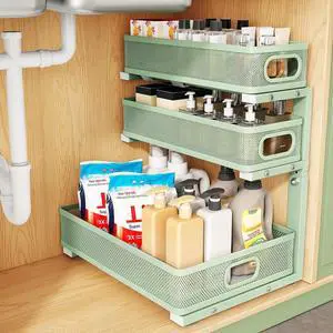 Kitstorack Under Sink Organizer, 1-Pack 3-Tier Height Adjustable Thickened Metal Pull out Cabinet Organizer Shelf, Slide out Storage Drawer Rack for Bathroom Kitchen Pantry Home Organization, Green Kitstorack Under Sink Organizer, 1-Pack 3-Tier Height Adjustable Thickened Metal Pull out Cabinet Organizer Shelf, Slide out Storage Drawer Rack for Bathroom Kitchen Pantry Home Organization, Green