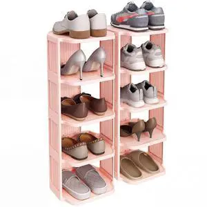 Kitstorack 10-Tier Vertical Plastic Shoe Rack, Freestanding Stackable Shoe Storage Organizer Cubes Shoe Shelf Tower or Small Closets and Tight Spaces, Pink Kitstorack 10-Tier Vertical Plastic Shoe Rack, Freestanding Stackable Shoe Storage Organizer Cubes Shoe Shelf Tower or Small Closets and Tight Spaces, Pink