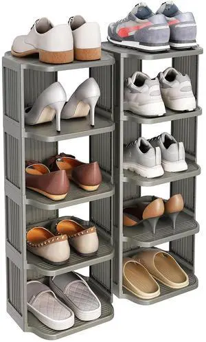 Kitstorack 10-Tier Vertical Plastic Shoe Rack, Freestanding Stackable Shoe Storage Organizer Cubes Shoe Shelf Tower or Small Closets and Tight Spaces, Gray Kitstorack 10-Tier Vertical Plastic Shoe Rack, Freestanding Stackable Shoe Storage Organizer Cubes Shoe Shelf Tower or Small Closets and Tight Spaces, Gray
