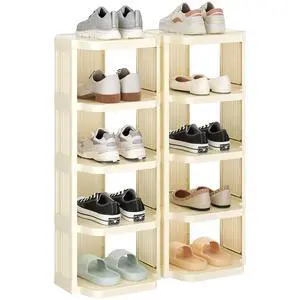 Kitstorack 10 Tiers Stackable Shoe Rack for Closet and Front Door Entrance - Free Standing Plastic Stand, Narrow Tall Vertical Organizer for Small Spaces Storage, White Kitstorack 10 Tiers Stackable Shoe Rack for Closet and Front Door Entrance - Free Standing Plastic Stand, Narrow Tall Vertical Organizer for Small Spaces Storage, White