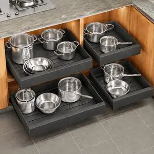 4 Pack Pull out Cabinet Organizer, Expandable(12"-20") Heavy Duty Slide out Drawer Fixed with Adhesive Nano Film for Pots, Roll out Shelf Storage for Kitchen Organization, Pantry, Bathroom(Black) 4 Pack Pull out Cabinet Organizer, Expandable(12"-20") Heavy Duty Slide out Drawer Fixed with Adhesive Nano Film for Pots, Roll out Shelf Storage for Kitchen Organization, Pantry, Bathroom(Black)