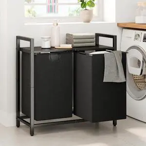 Kitstorack Laundry Basket Organizer, Laundry Hamper with Shelf & 2 Pull-Out Removable Bags, Dirty Clothes Hamper Organizer for Laundry Room Bathroom and Dorm, 2 x 11.8 gallons (44.5L) Kitstorack Laundry Basket Organizer, Laundry Hamper with Shelf & 2 Pull-Out Removable Bags, Dirty Clothes Hamper Organizer for Laundry Room Bathroom and Dorm, 2 x 11.8 gallons (44.5L)