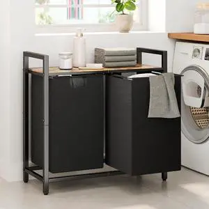 Kitstorack Laundry Basket Organizer, Laundry Hamper with Shelf & 2 Pull-Out Removable Bags, Dirty Clothes Hamper Organizer for Laundry Room Bathroom and Dorm, 2 x 11.8 gallons (44.5L) Kitstorack Laundry Basket Organizer, Laundry Hamper with Shelf & 2 Pull-Out Removable Bags, Dirty Clothes Hamper Organizer for Laundry Room Bathroom and Dorm, 2 x 11.8 gallons (44.5L)
