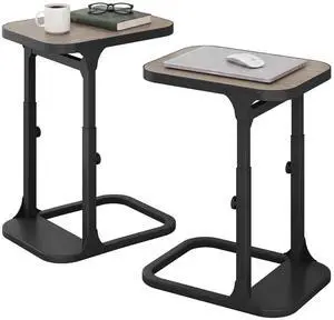 Kitstorack Height Adjustable End Table 2 Pack, Small Side Table for Couch, Sofa Table with Metal Frame for Living Room, Bedroom, Bedside C Shaped Table,Greige Kitstorack Height Adjustable End Table 2 Pack, Small Side Table for Couch, Sofa Table with Metal Frame for Living Room, Bedroom, Bedside C Shaped Table,Greige