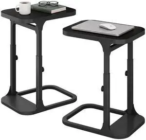 Kitstorack Height Adjustable End Table 2 Pack, Small Side Table for Couch, Sofa Table with Metal Frame for Living Room, Bedroom, Bedside C Shaped Table,Black Kitstorack Height Adjustable End Table 2 Pack, Small Side Table for Couch, Sofa Table with Metal Frame for Living Room, Bedroom, Bedside C Shaped Table,Black