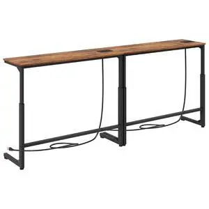 Kitstorack Narrow Sofa Table with Charging Station, 78.8" Behind Couch Table, Adjustable 24.4"-32.7" Height, Modular 2-piece Design for sectionals, entryways, Apartments, and Narrow Living Spaces Kitstorack Narrow Sofa Table with Charging Station, 78.8" Behind Couch Table, Adjustable 24.4"-32.7" Height, Modular 2-piece Design for sectionals, entryways, Apartments, and Narrow Living Spaces