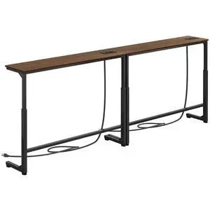 Kitstorack Narrow Sofa Table with Charging Station, 78.8" Behind Couch Table, Adjustable 24.4"-32.7" Height, Modular 2-piece Design for sectionals, entryways, Apartments, and Narrow Living Spaces Kitstorack Narrow Sofa Table with Charging Station, 78.8" Behind Couch Table, Adjustable 24.4"-32.7" Height, Modular 2-piece Design for sectionals, entryways, Apartments, and Narrow Living Spaces