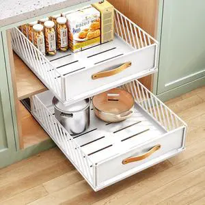 Pull out Cabinet Organizer,Heavy Duty Slide out Pantry Shelves Drawer Storage with Adhesive Nano Film,Sliding Mesh Cabinet Basket with Handle for Kitchen, Bathroom, Home, 13.8"W X 21"D X 6.2"H,White Pull out Cabinet Organizer,Heavy Duty Slide out Pantry Shelves Drawer Storage with Adhesive Nano Film,Sliding Mesh Cabinet Basket with Handle for Kitchen, Bathroom, Home, 13.8"W X 21"D X 6.2"H,White