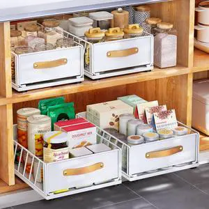 4Pack Pull out Cabinet Organizer,Heavy Duty Slide out Pantry Shelves Drawer Storage with Adhesive Nano Film,Sliding Mesh Basket with Handle for Kitchen, Bathroom, Home, 11.8W" X 15.7"D X 6.2"H,White 4Pack Pull out Cabinet Organizer,Heavy Duty Slide out Pantry Shelves Drawer Storage with Adhesive Nano Film,Sliding Mesh Basket with Handle for Kitchen, Bathroom, Home, 11.8W" X 15.7"D X 6.2"H,White