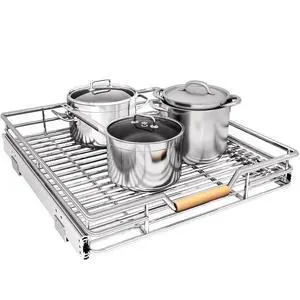 Pull out Cabinet Organizer, 18"W X 21"D, Heavy Duty Smooth Sliding Under Cabinet Shelves for Pots and Pans, Full-Extension Roll out Drawers, Slide out Organization for Home Kitchen Pantry Pull out Cabinet Organizer, 18"W X 21"D, Heavy Duty Smooth Sliding Under Cabinet Shelves for Pots and Pans, Full-Extension Roll out Drawers, Slide out Organization for Home Kitchen Pantry