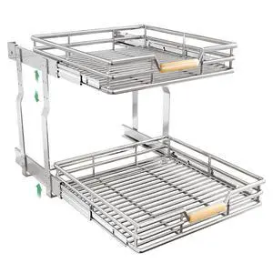 Pull out Cabinet Organizer, 2 Tiers 23"W X 21"D, Heavy Duty Smooth Sliding Under Cabinet Shelves for Pots and Pans, Full-Extension Roll out Drawers, Slide out Organization for Home Kitchen Pantry Pull out Cabinet Organizer, 2 Tiers 23"W X 21"D, Heavy Duty Smooth Sliding Under Cabinet Shelves for Pots and Pans, Full-Extension Roll out Drawers, Slide out Organization for Home Kitchen Pantry