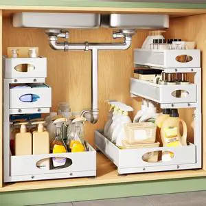 Kitstorack Under Sink Organizer 3-Tier Slide Out Drawer for Bathroom 2-Pack | Height Adjustable, Metal Mesh Storage Rack, Pull out Cabinet Organizer Shelf for Kitchen Pantry Home Laundry Organization Kitstorack Under Sink Organizer 3-Tier Slide Out Drawer for Bathroom 2-Pack | Height Adjustable, Metal Mesh Storage Rack, Pull out Cabinet Organizer Shelf for Kitchen Pantry Home Laundry Organization