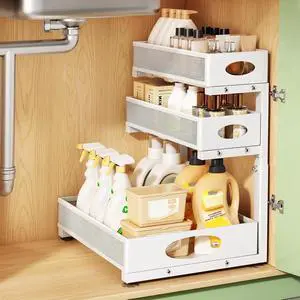 Kitstorack Under Sink Organizer 3-Tier Slide Out Drawer for Bathroom 1-Pack | Height Adjustable, Metal Mesh Storage Rack, Pull out Cabinet Organizer Shelf for Kitchen Pantry Home Laundry Organization Kitstorack Under Sink Organizer 3-Tier Slide Out Drawer for Bathroom 1-Pack | Height Adjustable, Metal Mesh Storage Rack, Pull out Cabinet Organizer Shelf for Kitchen Pantry Home Laundry Organization