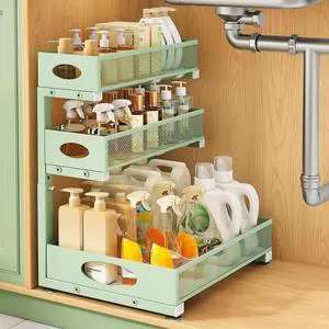 Kitstorack Under Sink Organizer 3-Tier Slide Out Drawer 1-Pack Green | Height Adjustable, Metal Mesh Storage Rack, Pull out Cabinet Organizer Shelf for Bathroom Kitchen Pantry Home Organization Kitstorack Under Sink Organizer 3-Tier Slide Out Drawer 1-Pack Green | Height Adjustable, Metal Mesh Storage Rack, Pull out Cabinet Organizer Shelf for Bathroom Kitchen Pantry Home Organization