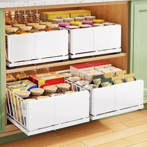 Pull out Cabinet Organizer, 1-Pack Expandable Width(9.8"-13.8") Heavy Duty Slide out Drawers with Raising Pad for Framed Cabinets, Adhesive Roll Out Shelves for Pantry, Kitchen,Bathroom Storage(White) Pull out Cabinet Organizer, 1-Pack Expandable Width(9.8"-13.8") Heavy Duty Slide out Drawers with Raising Pad for Framed Cabinets, Adhesive Roll Out Shelves for Pantry, Kitchen,Bathroom Storage(White)