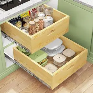 Pull Out Cabinet Organizer, Soft Close Slide Out Solid Wooden Drawers(15"W X 21"D x 6.2''H), Heavy Duty Full-extension Roll Out Shelves for Kitchen Cabinets,Pantry & Closet Organizers and Storage Pull Out Cabinet Organizer, Soft Close Slide Out Solid Wooden Drawers(15"W X 21"D x 6.2''H), Heavy Duty Full-extension Roll Out Shelves for Kitchen Cabinets,Pantry & Closet Organizers and Storage