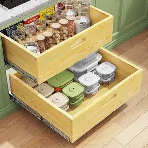 Pull Out Cabinet Organizer, Soft Close Slide Out Solid Wooden Drawers(21"W X 21"D x 6.2''H), Heavy Duty Full-extension Roll Out Shelves for Kitchen Cabinets,Pantry & Closet Organizers and Storage Pull Out Cabinet Organizer, Soft Close Slide Out Solid Wooden Drawers(21"W X 21"D x 6.2''H), Heavy Duty Full-extension Roll Out Shelves for Kitchen Cabinets,Pantry & Closet Organizers and Storage
