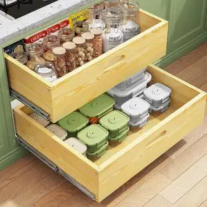 Pull Out Cabinet Organizer, Soft Close Slide Out Solid Wooden Drawers(23"W X 21"D x 6.2''H), Heavy Duty Full-extension Roll Out Shelves for Kitchen Cabinets,Pantry & Closet Organizers and Storage Pull Out Cabinet Organizer, Soft Close Slide Out Solid Wooden Drawers(23"W X 21"D x 6.2''H), Heavy Duty Full-extension Roll Out Shelves for Kitchen Cabinets,Pantry & Closet Organizers and Storage
