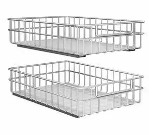 Pull out Cabinet Organizer, Stainless Steel 2-Pack (13.8"W x 21"D) Full-Extension Slide out Drawer, Adhesive Roll out Can Spice Storage Basket Shelf Rack for Pantry, Kitchen, Bathroom, Home Closet Pull out Cabinet Organizer, Stainless Steel 2-Pack (13.8"W x 21"D) Full-Extension Slide out Drawer, Adhesive Roll out Can Spice Storage Basket Shelf Rack for Pantry, Kitchen, Bathroom, Home Closet