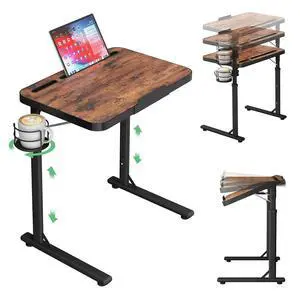 Kitstorack Large Adjustable TV Tray Table with Tilting Tabletop for Couch | Device slot, rotatable cup holder, magnetic edge stopper, folding design, for bed, laptop work, dining, gaming Kitstorack Large Adjustable TV Tray Table with Tilting Tabletop for Couch | Device slot, rotatable cup holder, magnetic edge stopper, folding design, for bed, laptop work, dining, gaming