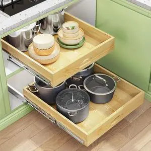 Pull Out Cabinet Organizer, Soft Close Wooden Slide Out Drawers for Pots and Pans, Full-extension Roll Out Shelves for Kitchen Cabinets, Pantry Organization, Bottom & Side Mount(12"W X 21"D x 3.4''H) Pull Out Cabinet Organizer, Soft Close Wooden Slide Out Drawers for Pots and Pans, Full-extension Roll Out Shelves for Kitchen Cabinets, Pantry Organization, Bottom & Side Mount(12"W X 21"D x 3.4''H)