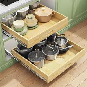 Pull Out Cabinet Organizer, Soft Close Wooden Slide Out Drawers for Pots and Pans, Full-extension Roll Out Shelves for Kitchen Cabinets, Pantry Organization, Bottom & Side Mount(21"W X 21"D x 3.4''H) Pull Out Cabinet Organizer, Soft Close Wooden Slide Out Drawers for Pots and Pans, Full-extension Roll Out Shelves for Kitchen Cabinets, Pantry Organization, Bottom & Side Mount(21"W X 21"D x 3.4''H)