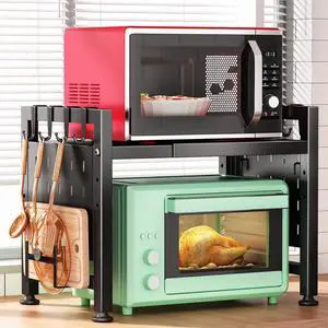 Kitstorack Adjustable Microwave Oven Rack,Microwave Stand Shelf Heavy Duty 2-Tier Shelf with Cutting Boards Stand for Kitchen Shelves Counter Top Organizer, Holds 120lbs,9 Hooks Kitstorack Adjustable Microwave Oven Rack,Microwave Stand Shelf Heavy Duty 2-Tier Shelf with Cutting Boards Stand for Kitchen Shelves Counter Top Organizer, Holds 120lbs,9 Hooks