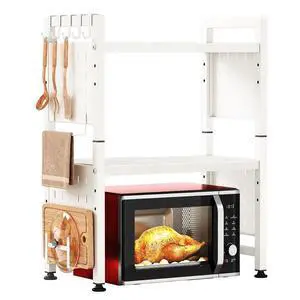 Microwave Stand, 3-Tier Expandable(17.4"-27.4") Microwave Oven Rack, Heavy Duty Adjustable Shelf with 9 hooks, Kitchen Organizer Storage Shelves for Pantry, Countertop, Coffee Bar, Office, Dorm, White Microwave Stand, 3-Tier Expandable(17.4"-27.4") Microwave Oven Rack, Heavy Duty Adjustable Shelf with 9 hooks, Kitchen Organizer Storage Shelves for Pantry, Countertop, Coffee Bar, Office, Dorm, White
