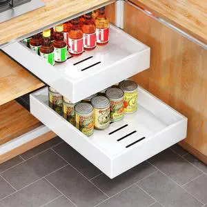 Pull out Cabinet Organizer, 21"Deep, 11.8"Wide Full-Extension Heavy Duty Slide out Drawers with Nano Adhesive, Roll Out Shelves Sliding Cabinet for Kitchen, Bathroom, Pantry,Under Sink Storage(White) Pull out Cabinet Organizer, 21"Deep, 11.8"Wide Full-Extension Heavy Duty Slide out Drawers with Nano Adhesive, Roll Out Shelves Sliding Cabinet for Kitchen, Bathroom, Pantry,Under Sink Storage(White)