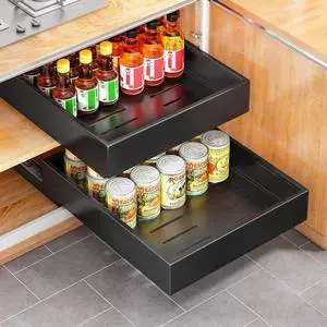 Kitstorack 2Pack Pull out Cabinet Organizer, 21" Deep, Heavy Duty Full-extension Slide out Drawers for Kitchen Cabinet, Roll out Shelf Storage with Nano Adhesive for Pots, Bathroom, Pantry,Home,Black Kitstorack 2Pack Pull out Cabinet Organizer, 21" Deep, Heavy Duty Full-extension Slide out Drawers for Kitchen Cabinet, Roll out Shelf Storage with Nano Adhesive for Pots, Bathroom, Pantry,Home,Black
