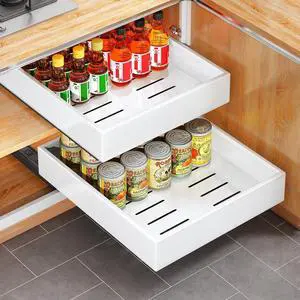 Pull out Cabinet Organizer, 21"Deep, Heavy Duty Full-Extension Slide out Drawers for Kitchen Cabinets with Nano Adhesive, Roll Out Shelf Sliding Cabinet for Pots, Bathroom, Pantry, Under Sink, White Pull out Cabinet Organizer, 21"Deep, Heavy Duty Full-Extension Slide out Drawers for Kitchen Cabinets with Nano Adhesive, Roll Out Shelf Sliding Cabinet for Pots, Bathroom, Pantry, Under Sink, White