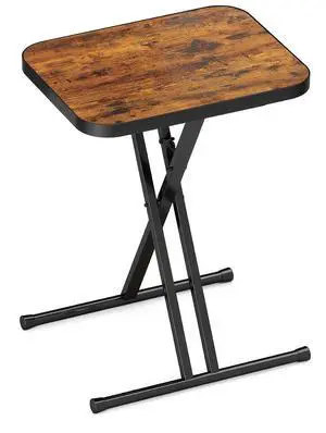 Kitstorack Folding TV Tray Table, 1 Pack, No Assembly, Rounded Metal Rim | Rustic Brown, folds flat, couch side table for eating, TV dinners, laptop work, snacks, drinks, living room, small spaces Kitstorack Folding TV Tray Table, 1 Pack, No Assembly, Rounded Metal Rim | Rustic Brown, folds flat, couch side table for eating, TV dinners, laptop work, snacks, drinks, living room, small spaces