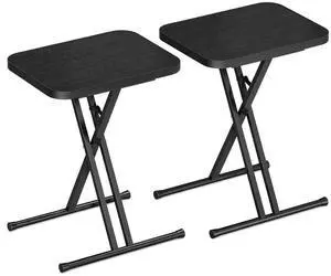 Kitstorack Folding TV Tray Tables Set of 2, No Assembly, Rounded Metal Rims | Black, folds flat, couch side table for eating, TV dinners, laptop work, snacks, drinks, living room, small spaces Kitstorack Folding TV Tray Tables Set of 2, No Assembly, Rounded Metal Rims | Black, folds flat, couch side table for eating, TV dinners, laptop work, snacks, drinks, living room, small spaces