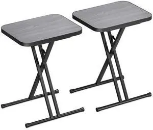Kitstorack Folding TV Tray Tables Set of 2, No Assembly, Rounded Metal Rims | Dark Gray, folds flat, couch side table for eating, TV dinners, laptop work, snacks, drinks, living room, small spaces Kitstorack Folding TV Tray Tables Set of 2, No Assembly, Rounded Metal Rims | Dark Gray, folds flat, couch side table for eating, TV dinners, laptop work, snacks, drinks, living room, small spaces