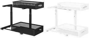 Kitstorack 2 Pack 2 Tier Pull out Cabinet Organizer Baskets with MeshBlack+White Kitstorack 2 Pack 2 Tier Pull out Cabinet Organizer Baskets with MeshBlack+White