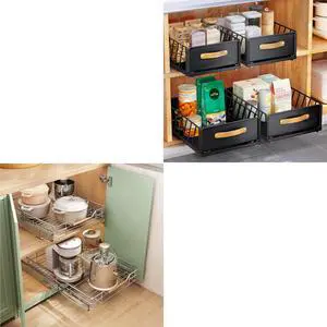 Kitstorack 1PC Pull out Cabinet Organizer Fixed with Adhesive Nano Film+1PC Pull out Cabinet Organizer Bundle Kitstorack 1PC Pull out Cabinet Organizer Fixed with Adhesive Nano Film+1PC Pull out Cabinet Organizer Bundle