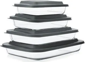 M MCIRCO 8 Piece Deep Glass Baking Dish with Lids, BPA free,Gray | Rectangular Glass Bakeware Set, Baking Pans for Lasagna, Casserole Dishes, Microwave, Oven, Freezer, Dishwasher M MCIRCO 8 Piece Deep Glass Baking Dish with Lids, BPA free,Gray | Rectangular Glass Bakeware Set, Baking Pans for Lasagna, Casserole Dishes, Microwave, Oven, Freezer, Dishwasher