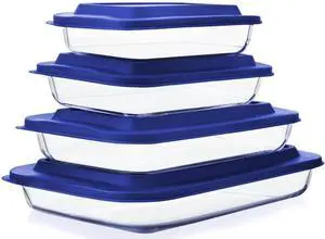 M MCIRCO 8 Piece Deep Glass Baking Dish with Lids, BPA free, Navy Blue | Rectangular Glass Bakeware Set, Baking Pans for Lasagna, Casserole Dishes, Microwave, Oven, Freezer, Dishwasher M MCIRCO 8 Piece Deep Glass Baking Dish with Lids, BPA free, Navy Blue | Rectangular Glass Bakeware Set, Baking Pans for Lasagna, Casserole Dishes, Microwave, Oven, Freezer, Dishwasher