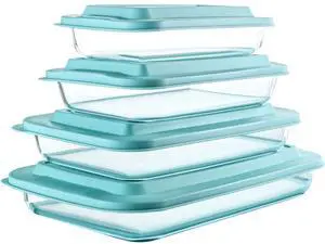 M MCIRCO 8 Piece Deep Glass Baking Dish with Lids, BPA free, Green | Rectangular Glass Bakeware Set, Baking Pans for Lasagna, Casserole Dishes, Microwave, Oven, Freezer, Dishwasher M MCIRCO 8 Piece Deep Glass Baking Dish with Lids, BPA free, Green | Rectangular Glass Bakeware Set, Baking Pans for Lasagna, Casserole Dishes, Microwave, Oven, Freezer, Dishwasher