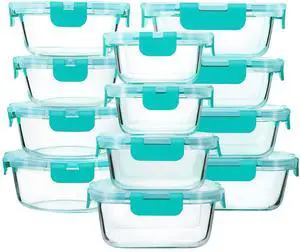 M MCIRCO 24-Piece Glass Food Storage Containers with Locking Lids,Glass Meal Prep Containers Set - Airtight Lunch Containers, Microwave, Oven, Freezer and Dishwasher,Green M MCIRCO 24-Piece Glass Food Storage Containers with Locking Lids,Glass Meal Prep Containers Set - Airtight Lunch Containers, Microwave, Oven, Freezer and Dishwasher,Green