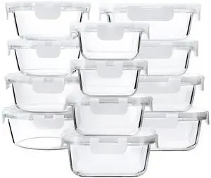 M MCIRCO 24-Piece Glass Food Storage Containers with Upgraded Snap Locking Lids,Glass Meal Prep Containers Set - Airtight Lunch Containers, Microwave, Oven, Freezer and Dishwasher,White M MCIRCO 24-Piece Glass Food Storage Containers with Upgraded Snap Locking Lids,Glass Meal Prep Containers Set - Airtight Lunch Containers, Microwave, Oven, Freezer and Dishwasher,White