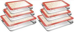 Stainless Steel Baking Sheet Tray Cooling Rack with Silicone Baking Mat Set, Cookie Pan with Cooling Rack, Set of 9 (3 Sheets + 3 Racks + 3 Mats), 10/12/16 Inch, Easy Clean (Pack of 2) Stainless Steel Baking Sheet Tray Cooling Rack with Silicone Baking Mat Set, Cookie Pan with Cooling Rack, Set of 9 (3 Sheets + 3 Racks + 3 Mats), 10/12/16 Inch, Easy Clean (Pack of 2)