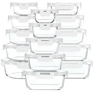M MCIRCO 30 Piece Extra Large Glass Food Storage Containers with Lids | Glass Meal Prep Containers,Airtight Lunch Containers with Lids, Microwave, Oven, Freezer and Dishwasher, BPA Free, White M MCIRCO 30 Piece Extra Large Glass Food Storage Containers with Lids | Glass Meal Prep Containers,Airtight Lunch Containers with Lids, Microwave, Oven, Freezer and Dishwasher, BPA Free, White