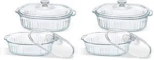 M MCIRCO 4-Piece Glass Casserole Baking Dish, Set of 2 Casseroles With Glass Lids, 1.9 Qt and 3 Qt (Pack of 2) M MCIRCO 4-Piece Glass Casserole Baking Dish, Set of 2 Casseroles With Glass Lids, 1.9 Qt and 3 Qt (Pack of 2)
