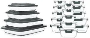 MCIRCO 8 Pcs Glass Baking Dish Set with Lids, 30 Pcs Glass Food Storage Containers with Lids, Fridge, Microwave, Oven, Dishwasher Friendly, For Cooking, Baking MCIRCO 8 Pcs Glass Baking Dish Set with Lids, 30 Pcs Glass Food Storage Containers with Lids, Fridge, Microwave, Oven, Dishwasher Friendly, For Cooking, Baking
