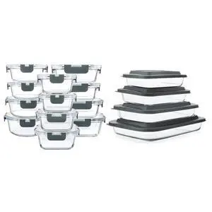 M MCIRCO 24 Pcs Glass Food Storage Containers with Lids, 8 Pcs Glass Baking Dish Set with Lids, Fridge, Microwave, Oven, Dishwasher Friendly, For Cooking, Baking M MCIRCO 24 Pcs Glass Food Storage Containers with Lids, 8 Pcs Glass Baking Dish Set with Lids, Fridge, Microwave, Oven, Dishwasher Friendly, For Cooking, Baking