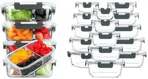 M MCIRCO 36 oz 3 Compartments Glass Meal Prep Containers set of 5 and 30Pcs Glass Food Storage Containers Set M MCIRCO 36 oz 3 Compartments Glass Meal Prep Containers set of 5 and 30Pcs Glass Food Storage Containers Set